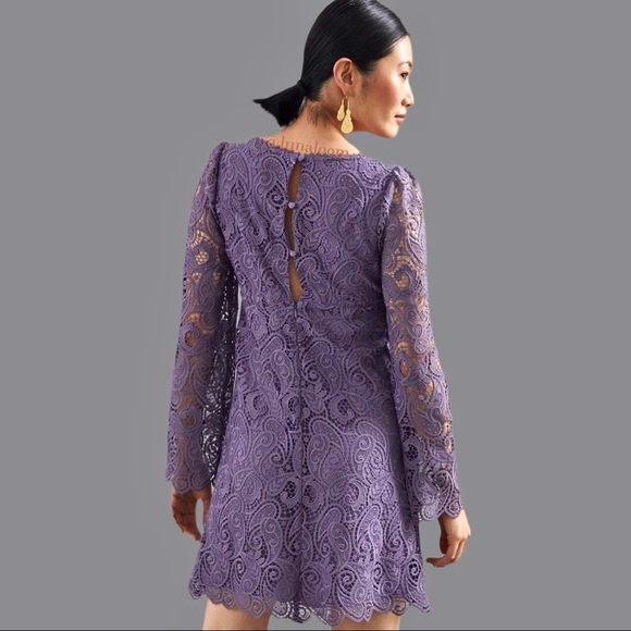 Anthropologie Maeve 🆕✨HP✨ |🎄Bell Sleeve Embroidered Lace Mini Dress. - Picture 8 of 9